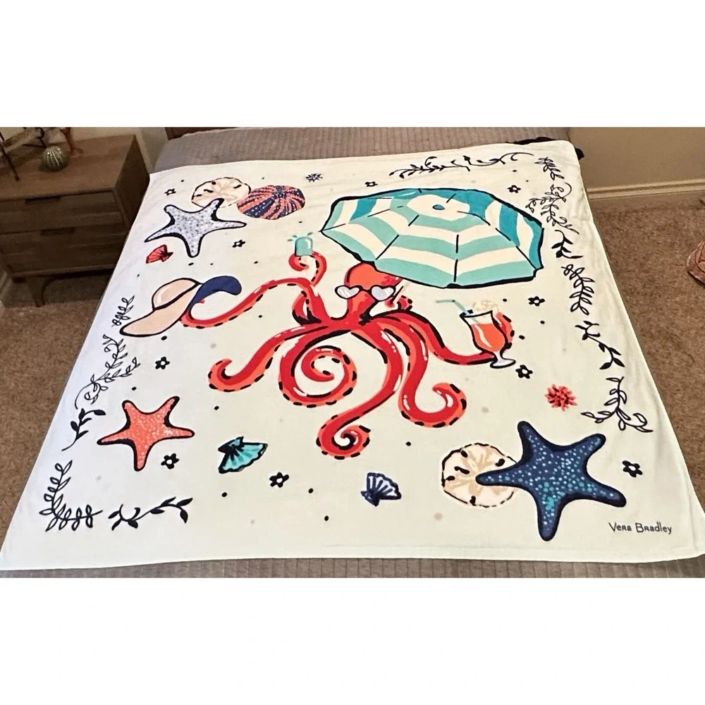 Vera Bradley Beach Blanket Towel in Bag SEA LIFE Ocean Octopus Sea Starfish Bag